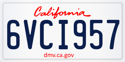 CA license plate 6VCI957