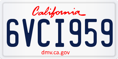 CA license plate 6VCI959