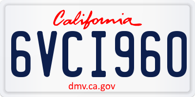 CA license plate 6VCI960