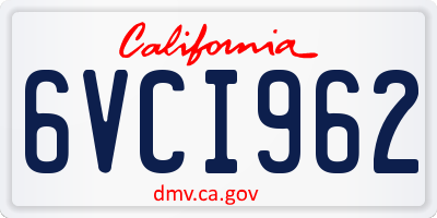 CA license plate 6VCI962
