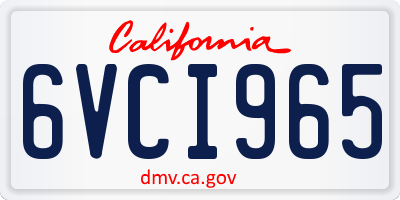 CA license plate 6VCI965
