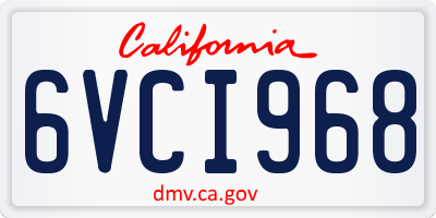 CA license plate 6VCI968