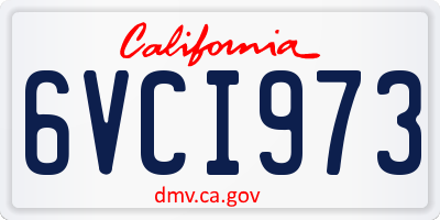 CA license plate 6VCI973