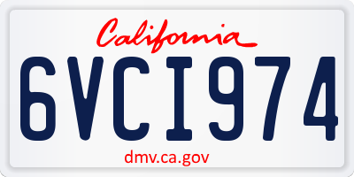 CA license plate 6VCI974