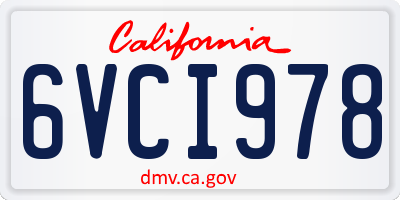 CA license plate 6VCI978