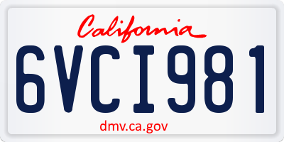 CA license plate 6VCI981