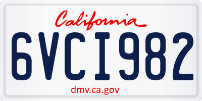 CA license plate 6VCI982