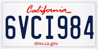 CA license plate 6VCI984
