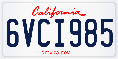 CA license plate 6VCI985