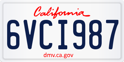 CA license plate 6VCI987