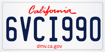 CA license plate 6VCI990
