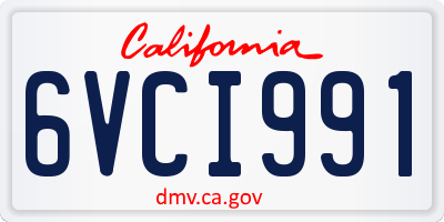 CA license plate 6VCI991