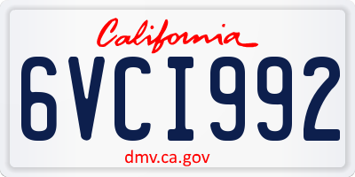 CA license plate 6VCI992