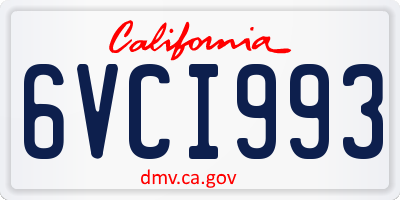 CA license plate 6VCI993