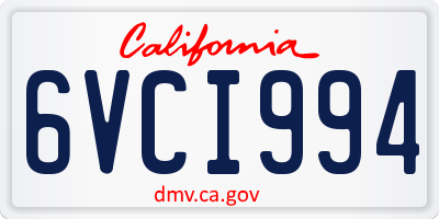 CA license plate 6VCI994