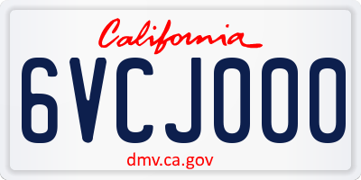 CA license plate 6VCJ000