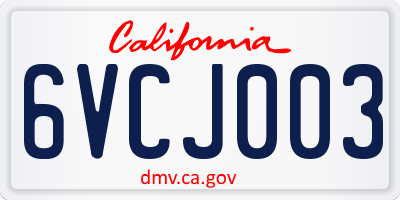 CA license plate 6VCJ003