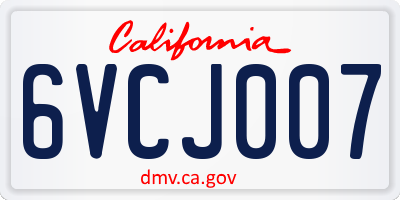 CA license plate 6VCJ007
