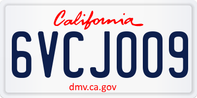 CA license plate 6VCJ009