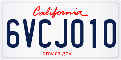CA license plate 6VCJ010
