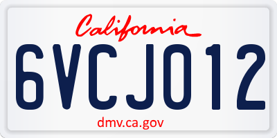 CA license plate 6VCJ012
