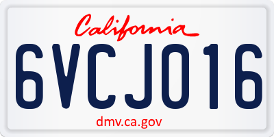 CA license plate 6VCJ016