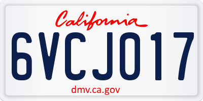 CA license plate 6VCJ017