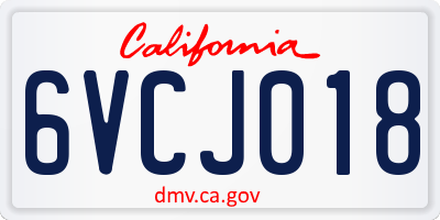 CA license plate 6VCJ018