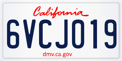 CA license plate 6VCJ019
