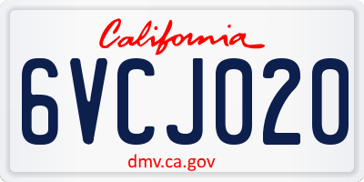CA license plate 6VCJ020