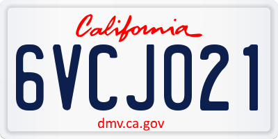 CA license plate 6VCJ021