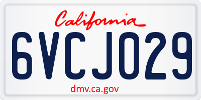 CA license plate 6VCJ029
