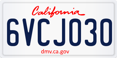 CA license plate 6VCJ030
