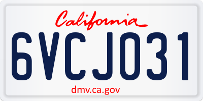 CA license plate 6VCJ031