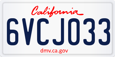 CA license plate 6VCJ033