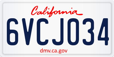 CA license plate 6VCJ034