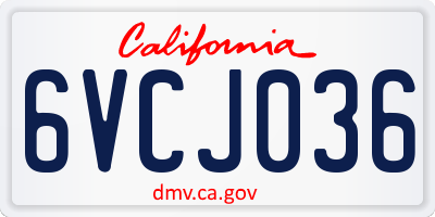 CA license plate 6VCJ036