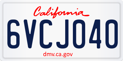 CA license plate 6VCJ040