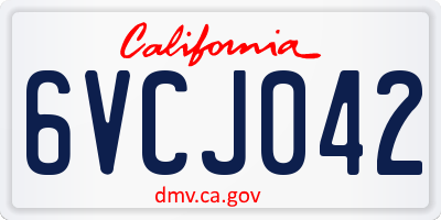 CA license plate 6VCJ042