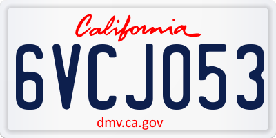 CA license plate 6VCJ053