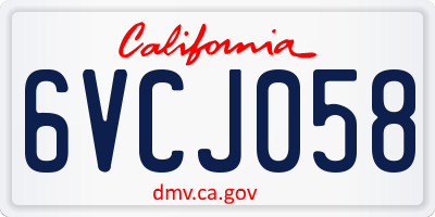 CA license plate 6VCJ058