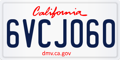 CA license plate 6VCJ060