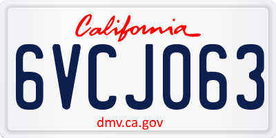 CA license plate 6VCJ063