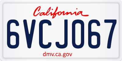 CA license plate 6VCJ067