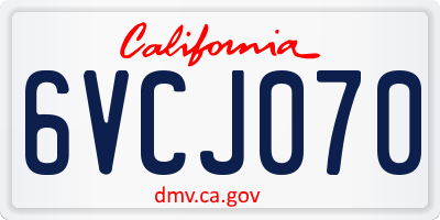 CA license plate 6VCJ070