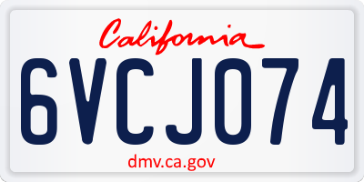 CA license plate 6VCJ074