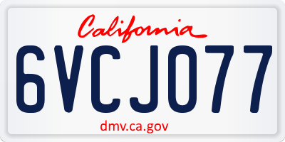 CA license plate 6VCJ077