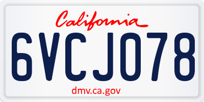 CA license plate 6VCJ078