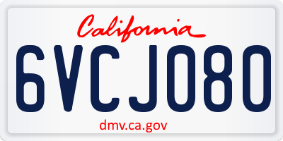 CA license plate 6VCJ080