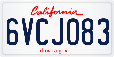 CA license plate 6VCJ083